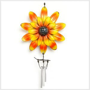 Hanging Sunflower Flower Metal Wind Chime Multicolor Garden Decor Ornament